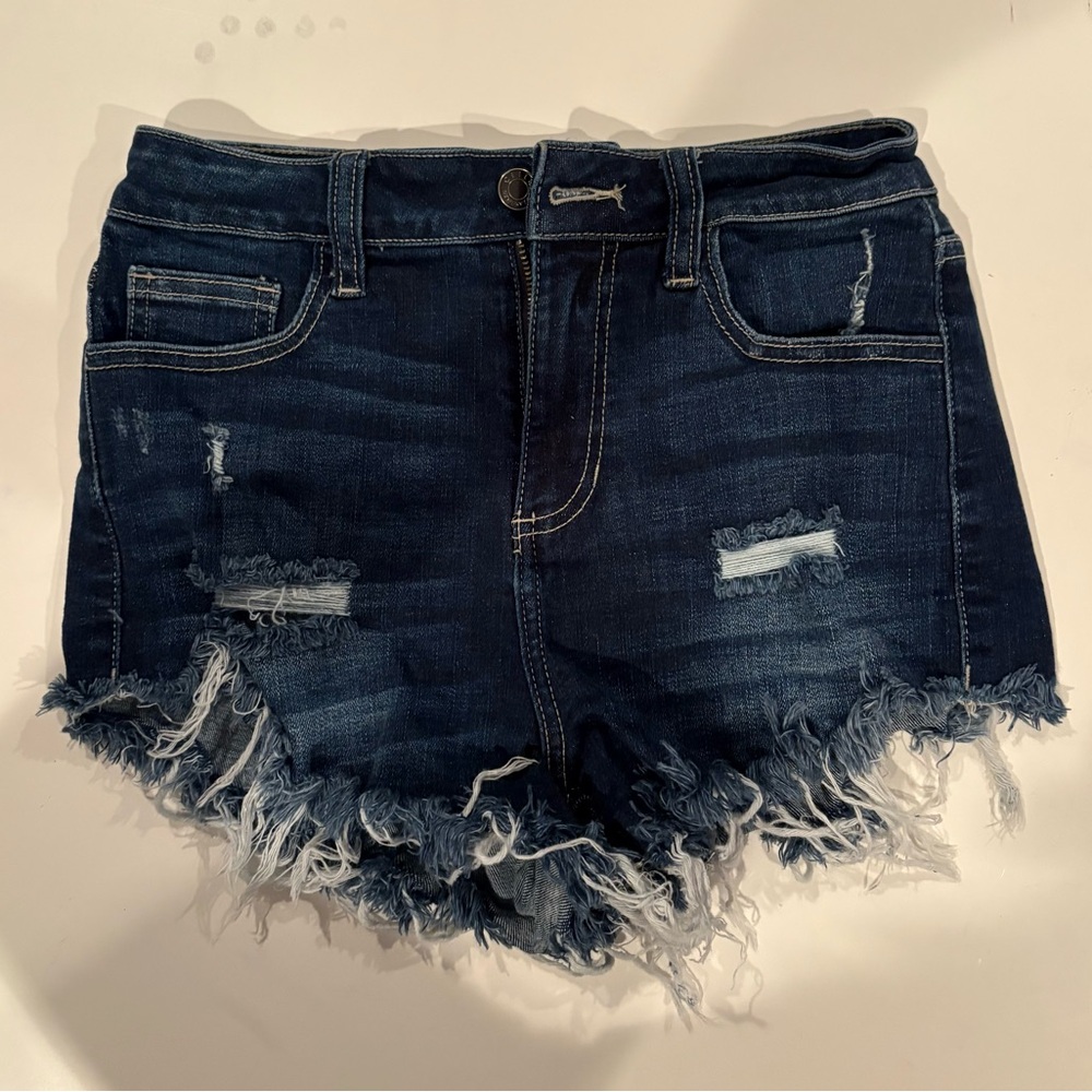 Cello Blue Jean Shorts Distressed High-Waisted